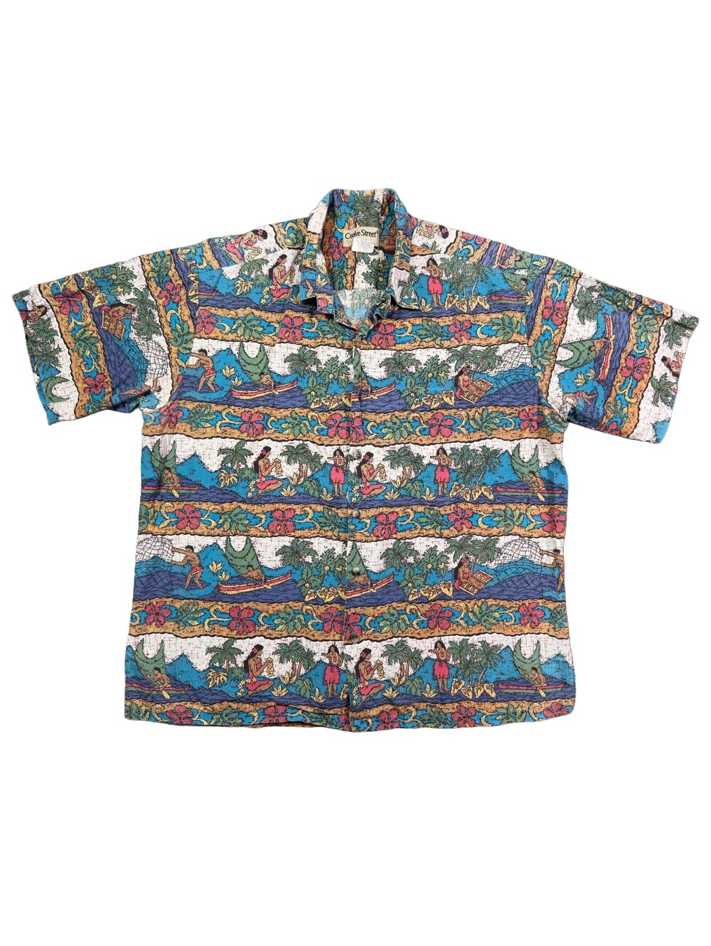 Vintage Cooke Street Honolulu Hawaiian Shirt Men XL Made Hawaii Tropical Cotton